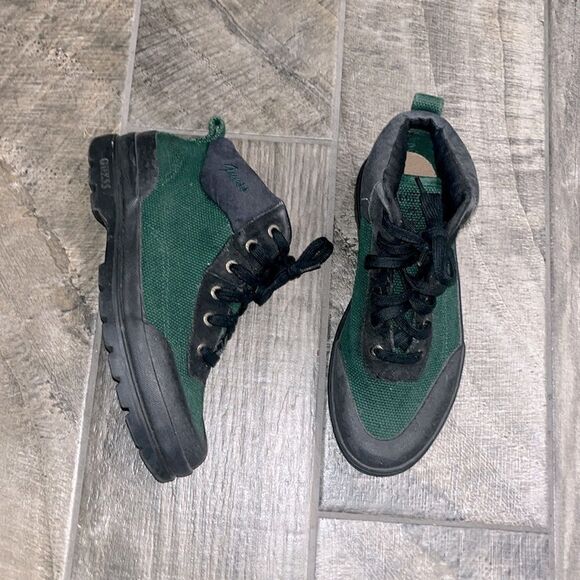 Vintage Guess green/black rugged canvas & rubber boots - Picture 1 of 6